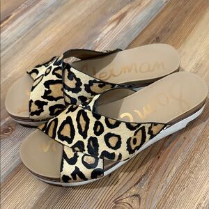 Sam Edelman Tan and Black Leopard Sandals